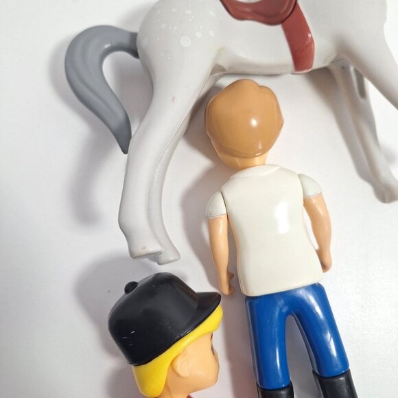 Little Tikes Horse 2 Riders Boy Figure Jockey Gray Dapple Pony Vintage Lot - Picture 10 of 13